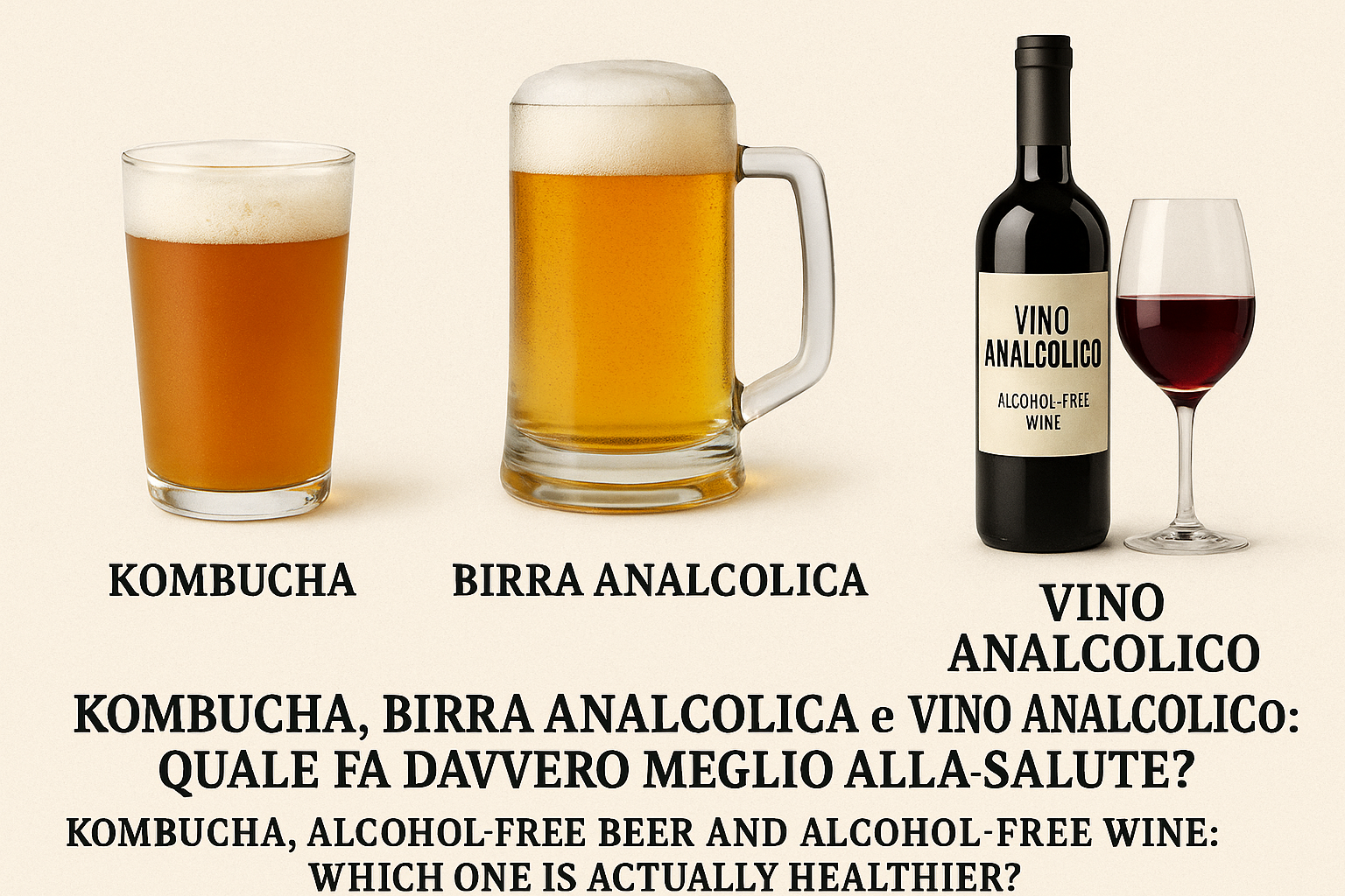Vino analcolico vs kombucha vs birra zero: quale fa davvero meglio?