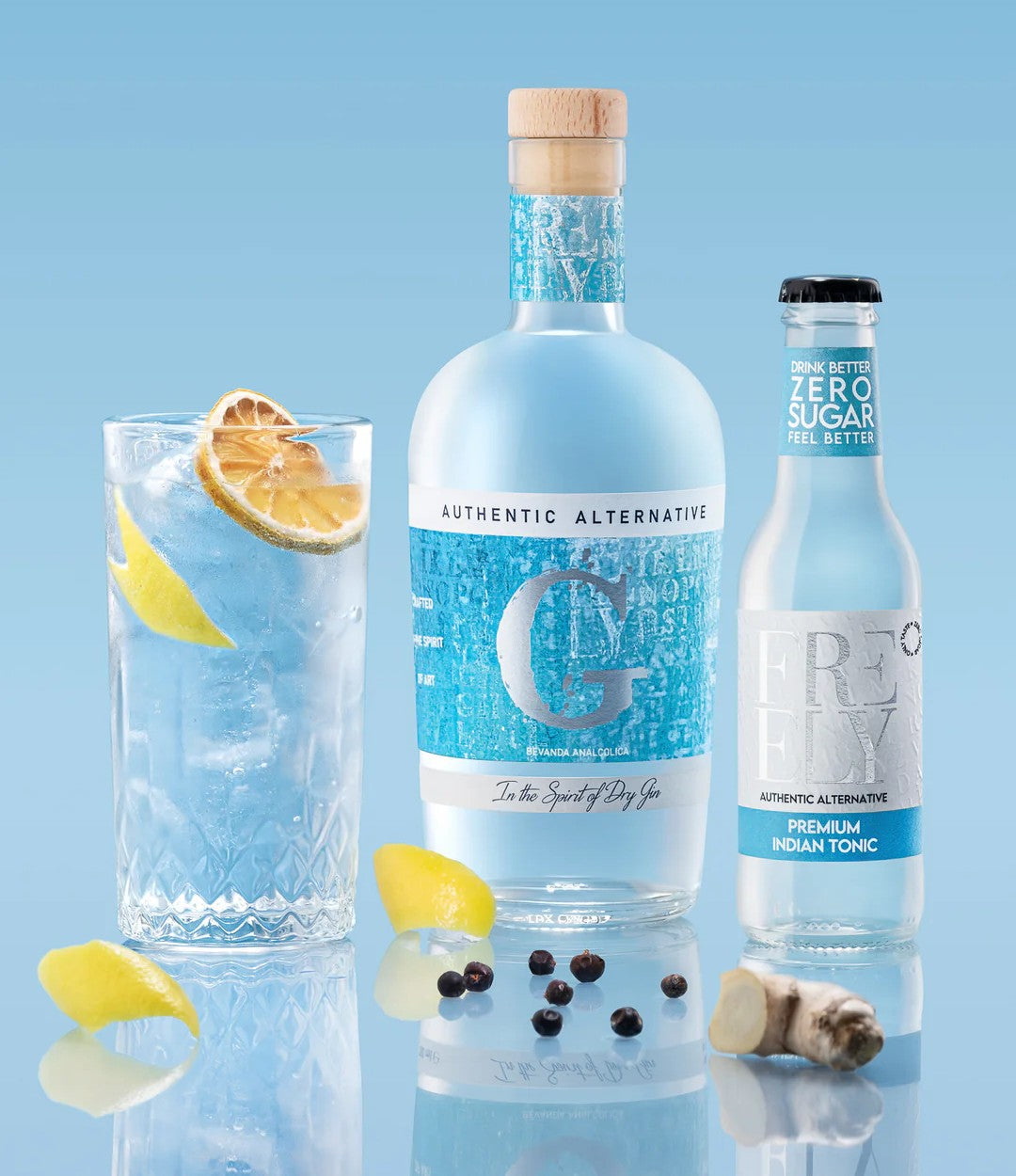 Gin tonic analcolico con acqua tonica 