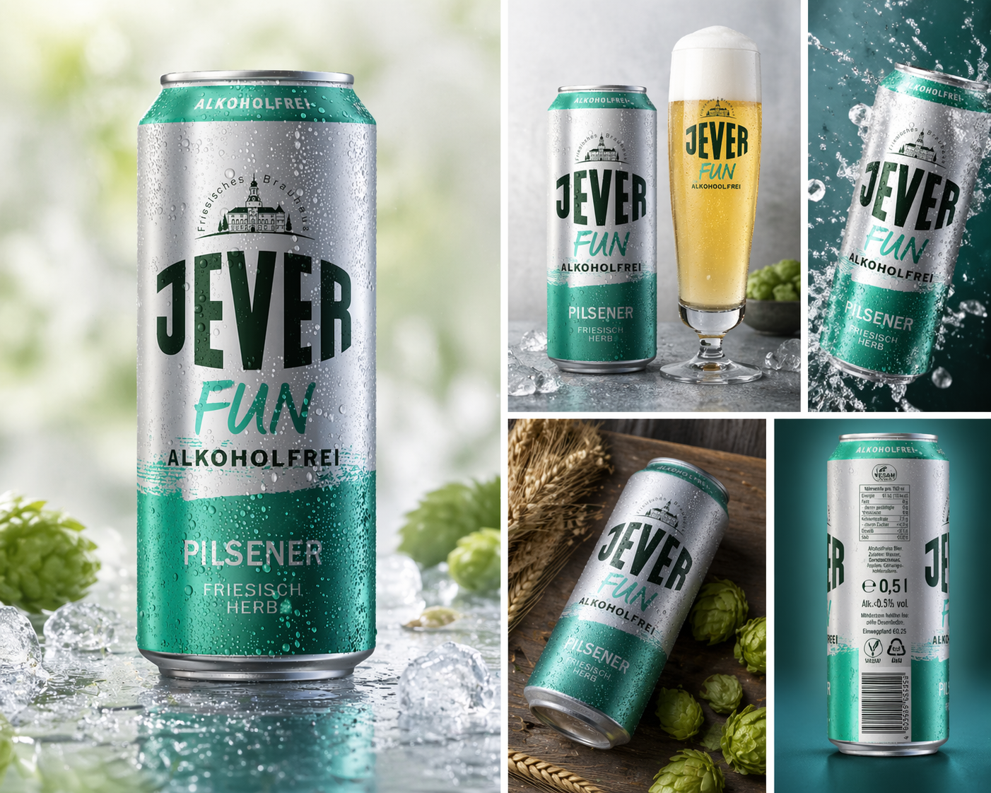jever fun lattina birra analcolica con splash acqua effetto fresco birra senza alcol 0% tedesca PILS analcolica
