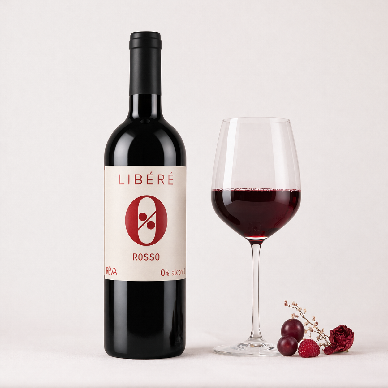  rèva Libéré 0% vino rosso analcolico dealcolato da uve nebbiolo di cantina bottiglia 750ml