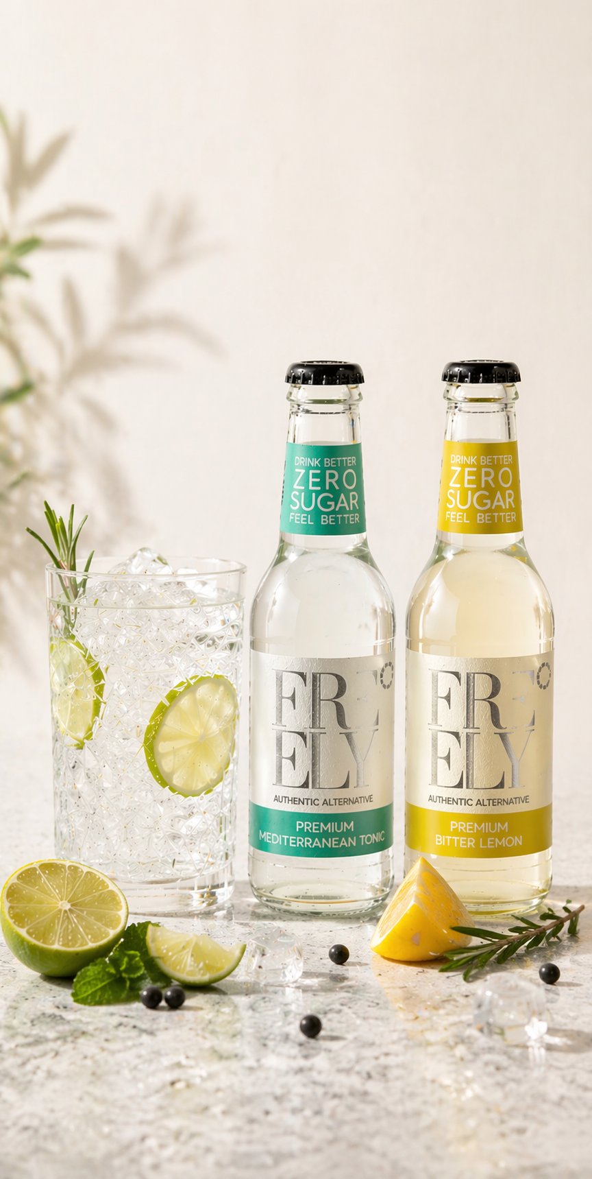 freely soda tonica analcolica cocktail mixer senza alcol premium mixer analcolici bitter tonic ginger beer zero zucchero bevande analcoliche per cocktail aperitivo analcolico mixology myazero