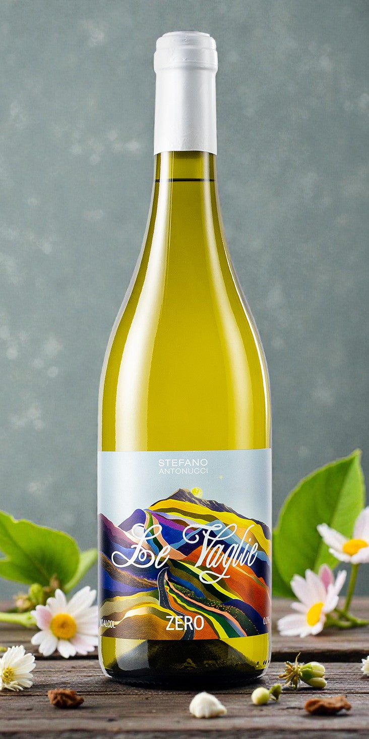Ste' le vaglie zero vino dealcolato bianco analcolico 0.0 di cantina santa barbara da uve verdicchio con fiori