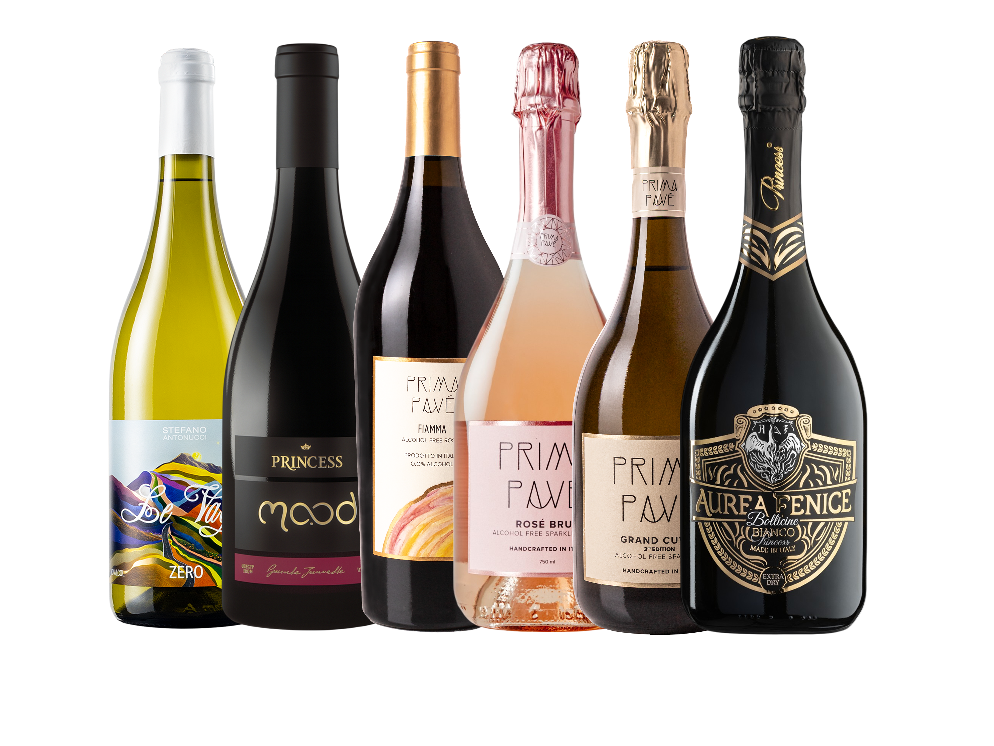 kit degustazione avanzata vini dealcolati e spumanti analcolici 0,0 contiene 6 bottiglie premium