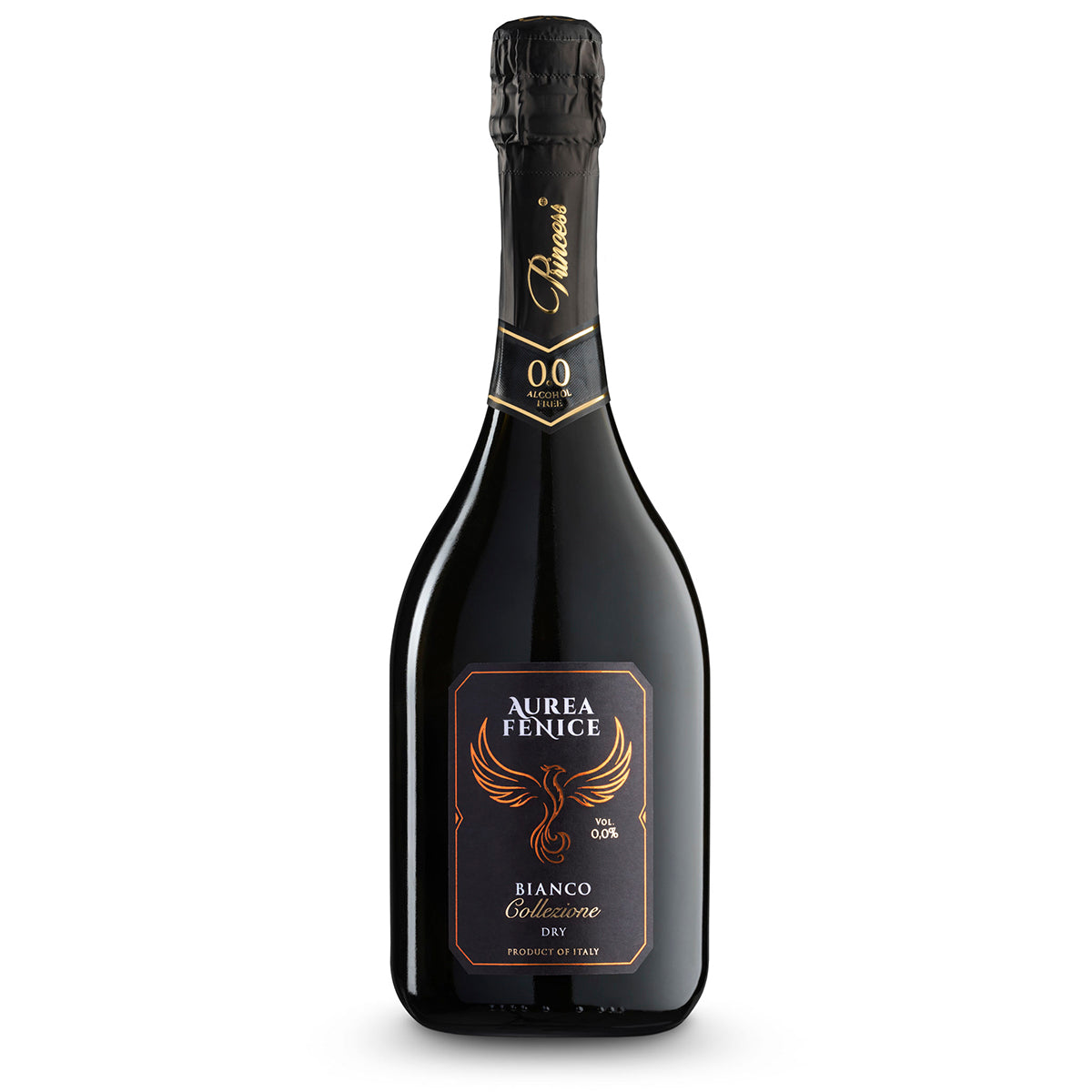 Aurea fenice bianco dry Collezione spumante analcolico 100% moscato giallo 0.0% da vino dealcolato bottiglia 750ml