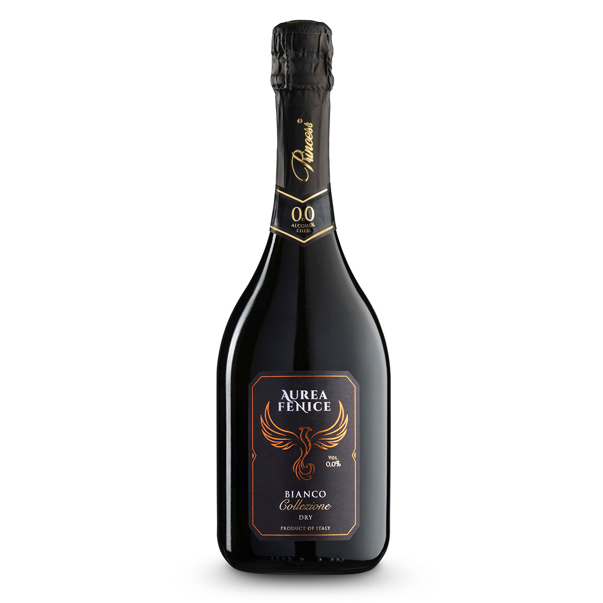 Aurea fenice bianco dry Collezione spumante analcolico 100% moscato giallo 0.0% da vino dealcolato bottiglia 750ml