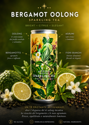 Bergamot Oolong Sparkling Tea Pettersson & Munthe – tè frizzante analcolico premium al bergamotto e tè oolong con agrumi e botaniche naturali