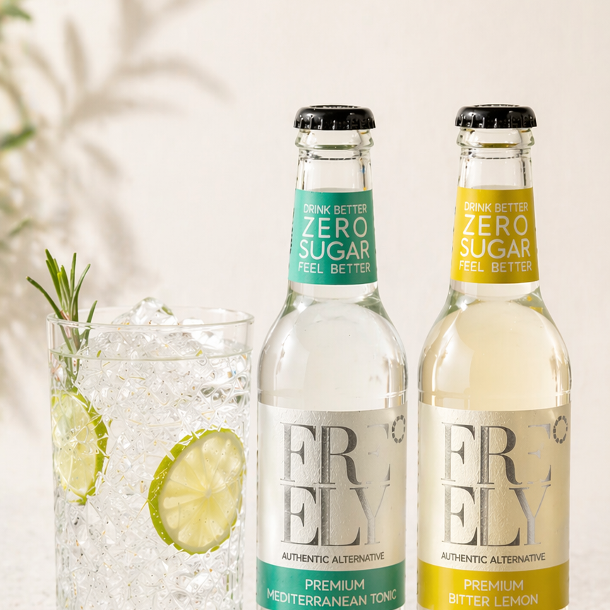 freely soda tonica analcolica cocktail mixer senza alcol premium mixer analcolici bitter tonic ginger beer zero zucchero bevande analcoliche per cocktail aperitivo analcolico mixology myazero